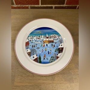 Villeroy & Boch Naif Christmas‎ Snow Scene Charger Plate  Signed Laplau 12" W